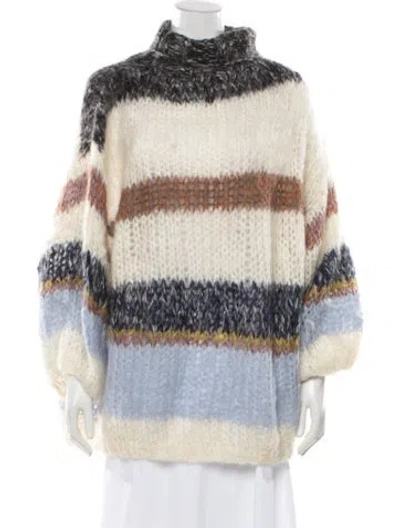 Pre-owned Maiami Mohair Striped Sweater In Neutrals