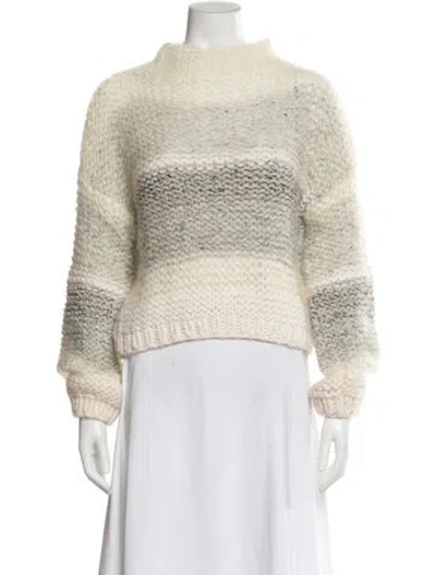 Pre-owned Maiami Mohair Striped Sweater W/ Tags In White