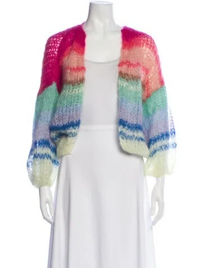 Pre-owned Maiami Mohair Striped Sweater In White