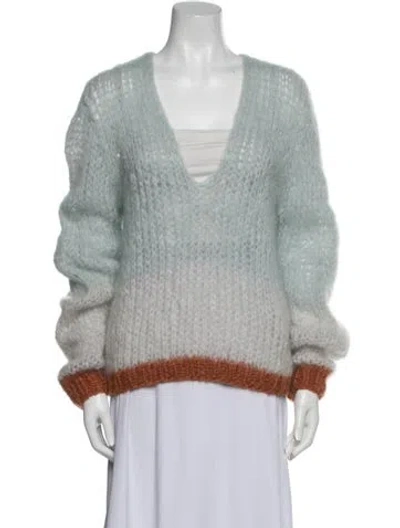 Pre-owned Maiami Mohair V-neck Sweater In Blue