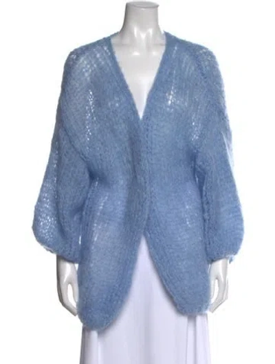 Pre-owned Maiami Mohair V-neck Sweater In Blue
