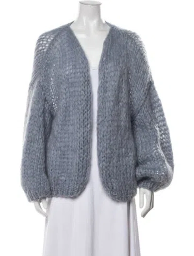 Pre-owned Maiami Mohair V-neck Sweater In Blue