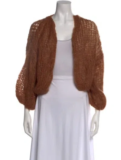 Pre-owned Maiami Mohair V-neck Sweater In Brown