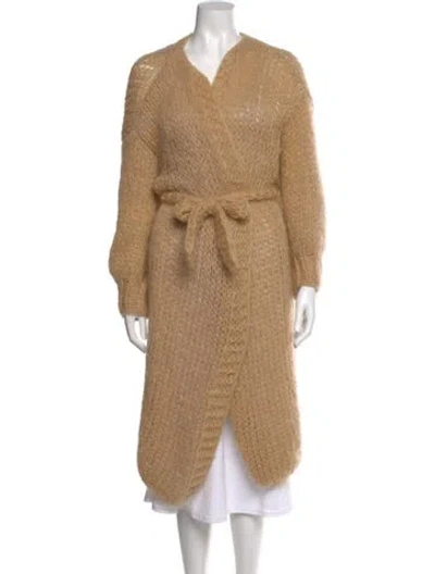 Pre-owned Maiami Mohair V-neck Sweater In Brown