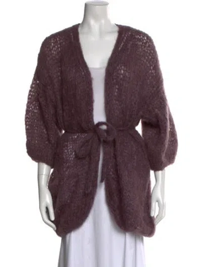 Pre-owned Maiami Mohair V-neck Sweater W/ Tags In Purple