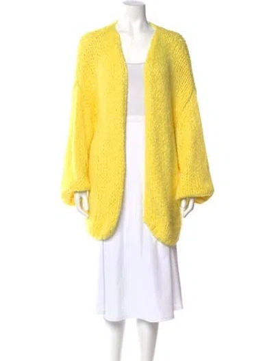 Pre-owned Maiami Silk V-neck Sweater In Yellow