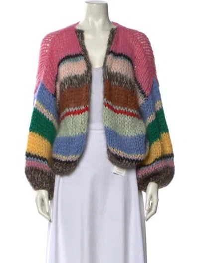 Pre-owned Maiami Striped Open Front Sweater In Multi