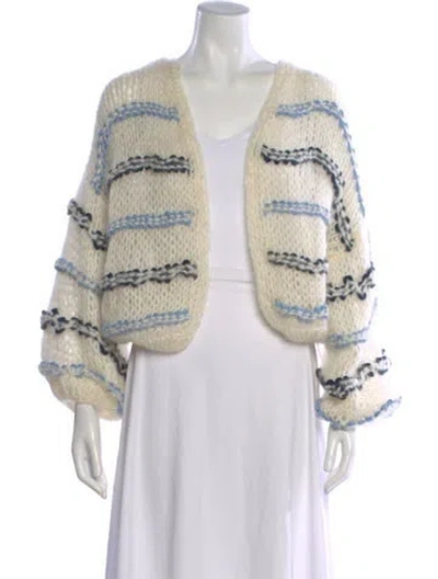 Pre-owned Maiami Striped Open Front Sweater In Neutral