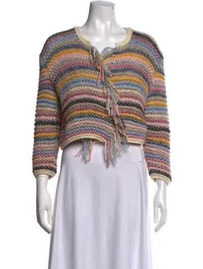 Pre-owned Maiami Striped V-neck Sweater W/ Tags In Multicolor