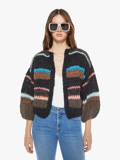 Maiami Stripes Galore Bomber Cardi Chocolate Jacket In Gold