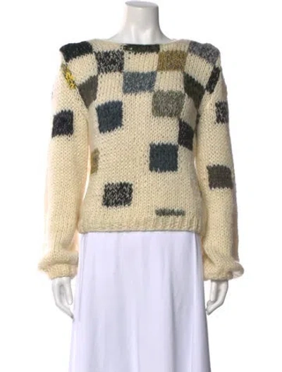 Pre-owned Maiami Wool Plaid Print Sweater In Neutral