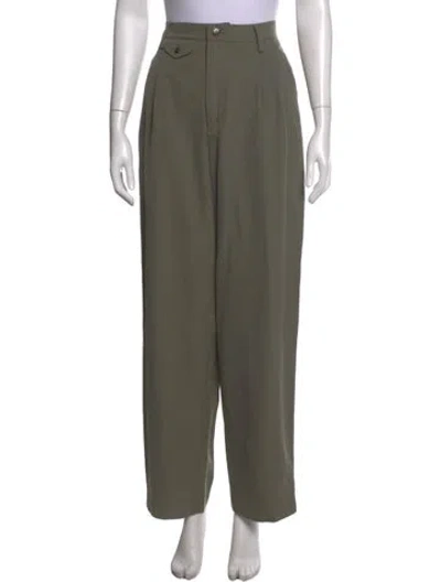 Pre-owned Maiden Name Wool Wide Leg Pants In Green