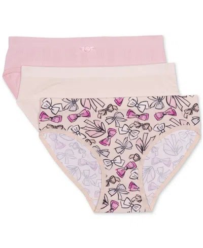Maidenform Kids' Big Girls Seamless Hipster Underwear, Pack Of 3 In Bow Pnk Poin