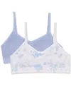 Maidenform Big Girls Seamless Ruched Crop Bras, Pack Of 2 In Skyway Lurx