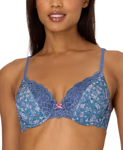 Maidenform Comfort Devotion Extra Coverage Lace Shaping Underwire Bra 9404 In Blue