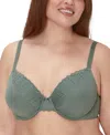 Maidenform Comfort Devotion Extra Coverage Lace Shaping Underwire Bra 9404 In Pewter Green