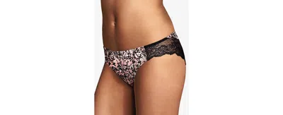 Maidenform Comfort Devotion Lace Back Tanga Underwear 40159 In Abstract Floral Black