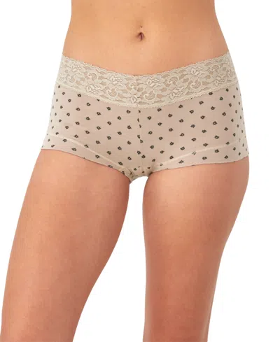 Maidenform Cotton Dream Lace Boyshort Underwear 40859 In Gray
