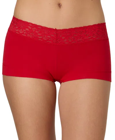 Maidenform Cotton Dream Lace Boyshort Underwear 40859 In Red