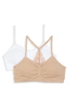 Maidenform Kids' Assorted 2-pack Bralettes In Beige/white