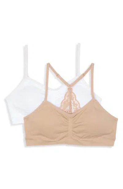 Maidenform Kids' Assorted 2-pack Bralettes In Beige/white
