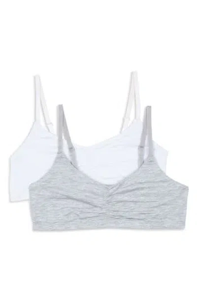 Maidenform Kids' Assorted 2-pack Bralettes In Heather Gray/white
