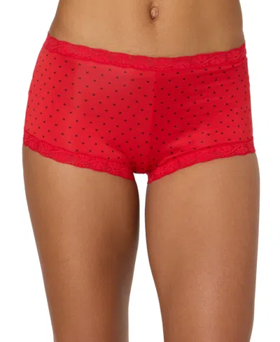 Maidenform Lace Trim Microfiber Boyshort Underwear 40760 In Red