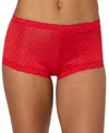 Maidenform Lace Trim Microfiber Boyshort Underwear 40760 In Red