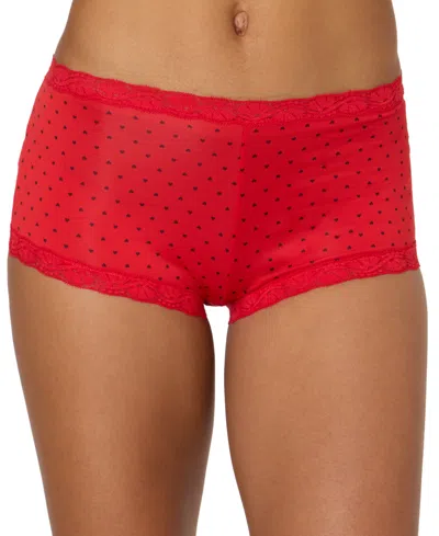 Maidenform Lace Trim Microfiber Boyshort Underwear 40760 In Red