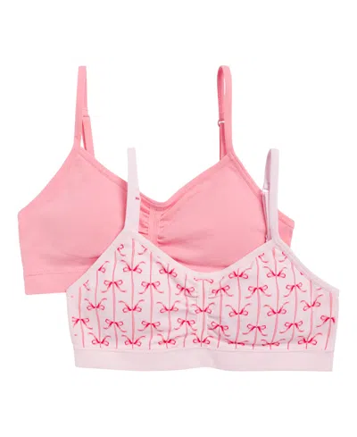 Maidenform Kids' Little & Big Girls 2-pack Seamless Ruched Bras In Pink,red Bow