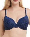 Maidenform Love The Lift Rose Gold Lace Push Up Bra Dm9900 In Navy Eclipse,rose Gold