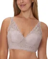 Maidenform Pure Comfort Lace & Mesh Longline Wireless Bralette Dm1188 In Evening Blush Bloom