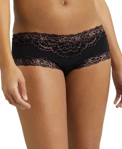 Maidenform Scalloped Lace Hipster Underwear 40823 In Black,rose Gold