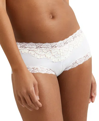 Maidenform Scalloped Lace Hipster Underwear 40823 In White,rose Gold