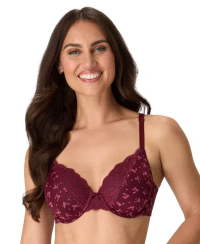 Maidenform Women's Comfort Devotion Extra Coverage Lace Shaping Underwire Bra 9404 In Burgundy