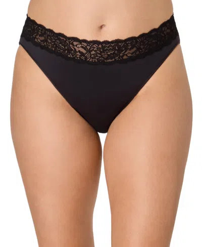 Maidenform Women's Everyday Pretty Lace Hi Cut Brief Panty In Black