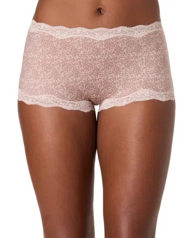 Maidenform Women's Everyday Pretty Lace Mid Rise Boyshort Panty In Brown