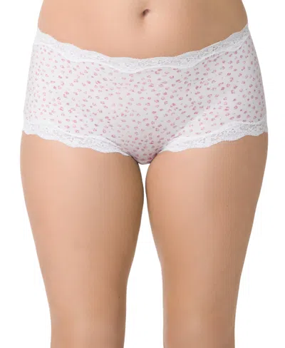 Maidenform Women's Everyday Pretty Lace Mid Rise Boyshort Panty In White