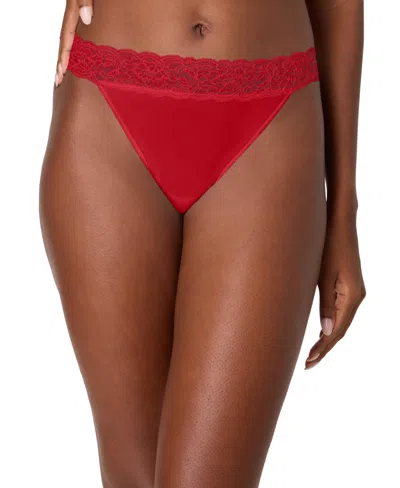 Maidenform Women's Everyday Pretty Lace Thong Panty In Red