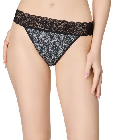 Maidenform Women's Everyday Pretty Lace Thong Panty In Black