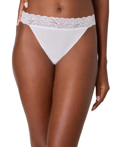 Maidenform Women's Everyday Pretty Lace Thong Panty In White