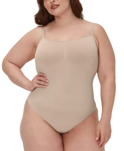 Maidenform Women's Everyday Seamless Shapewear Thong Bodysuit Dms830 In Evening Blush