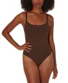Maidenform Women's Everyday Seamless Shapewear Thong Bodysuit Dms830 In Just Brown