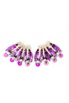 Main & Exchange Women's Mini Fan Girl Earrings In Purple In Purple