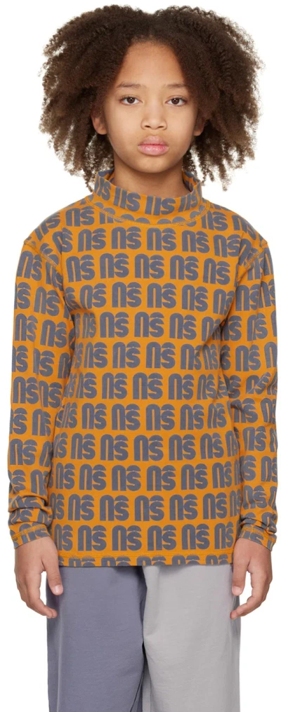 Main Story Kids Yellow Monogram Long Sleeve T-shirt In Sunflower Monogram