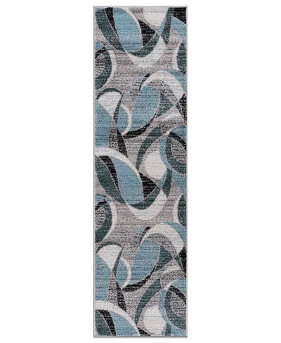 Main Street Rugs County 393 2'x7' Runner Area Rug In Blue