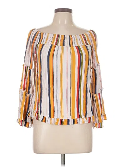 Pre-owned Main Strip 3/4 Sleeve Blouse In Orange