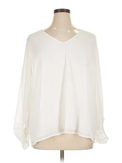 Pre-owned Main Strip 3/4 Sleeve Blouse In White
