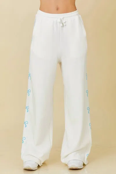 Main Strip All The Bows Sweatpants In White Baby Blue Bows