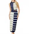 Main Strip Angela Sweater Skirt Set In Navy/cream In Blue